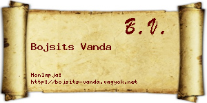 Bojsits Vanda névjegykártya